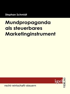 cover image of Mundpropaganda als steuerbares Marketinginstrument